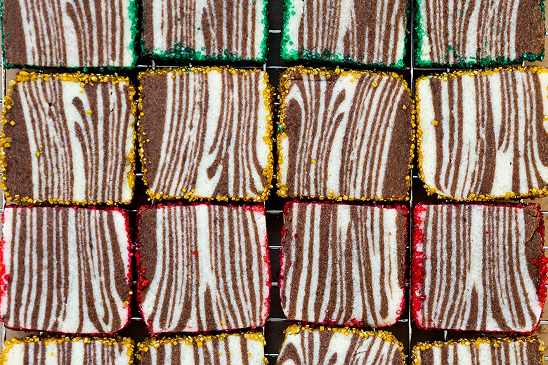 Zebra-Striped Chocolate Malted Shortbread Cookies | www.floatingkitchen.net