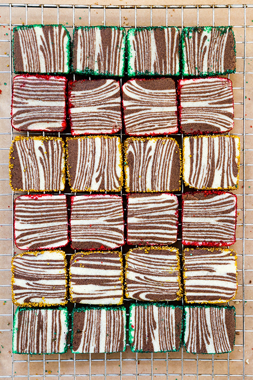 Zebra-Striped Chocolate Malted Shortbread Cookies | www.floatingkitchen.net