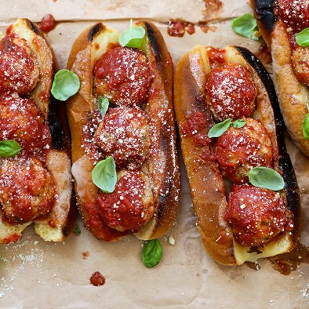 Chicken Parmesan Meatball Subs | www.floatingkitchen.net