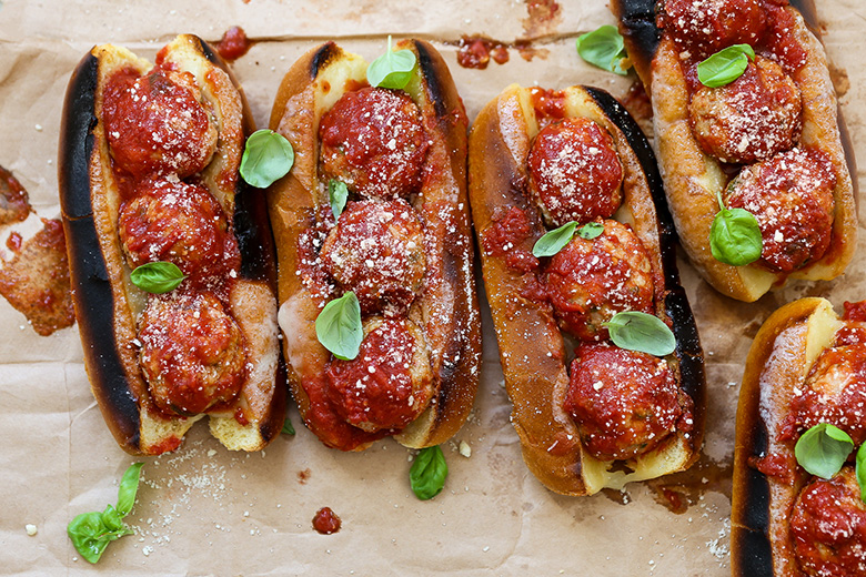 Chicken Parmesan Meatball Subs | www.floatingkitchen.net