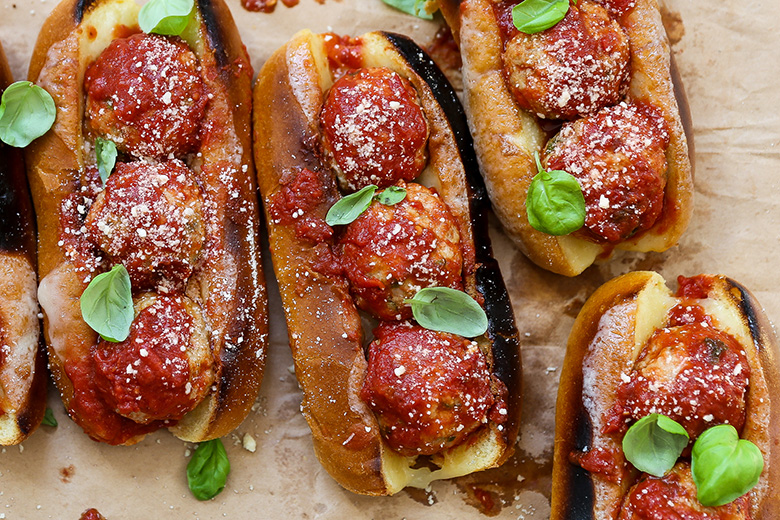 Chicken Parmesan Meatball Subs | www.floatingkitchen.net