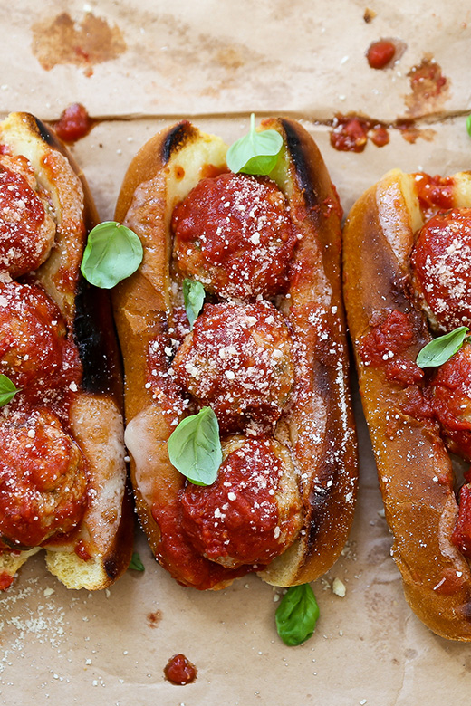 Chicken Parmesan Meatball Subs | www.floatingkitchen.net