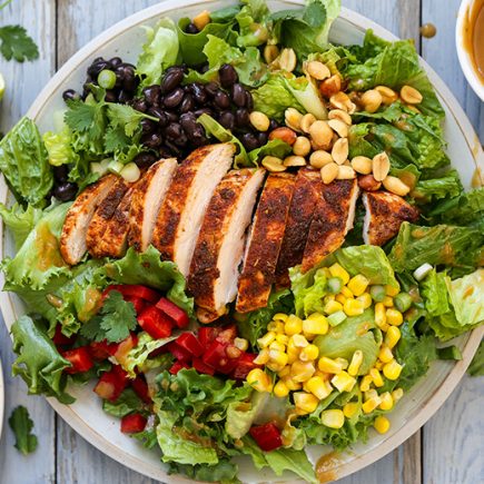 Spiced Chicken Salad with Peanut Dressing | www.floatingkitchen.net