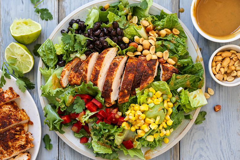 Spiced Chicken Salad with Peanut Dressing | www.floatingkitchen.net